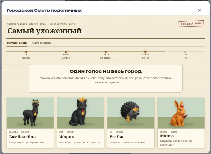 Иллюстрация к слову: На Огороде началось финальное голосование в Первом Егородск…