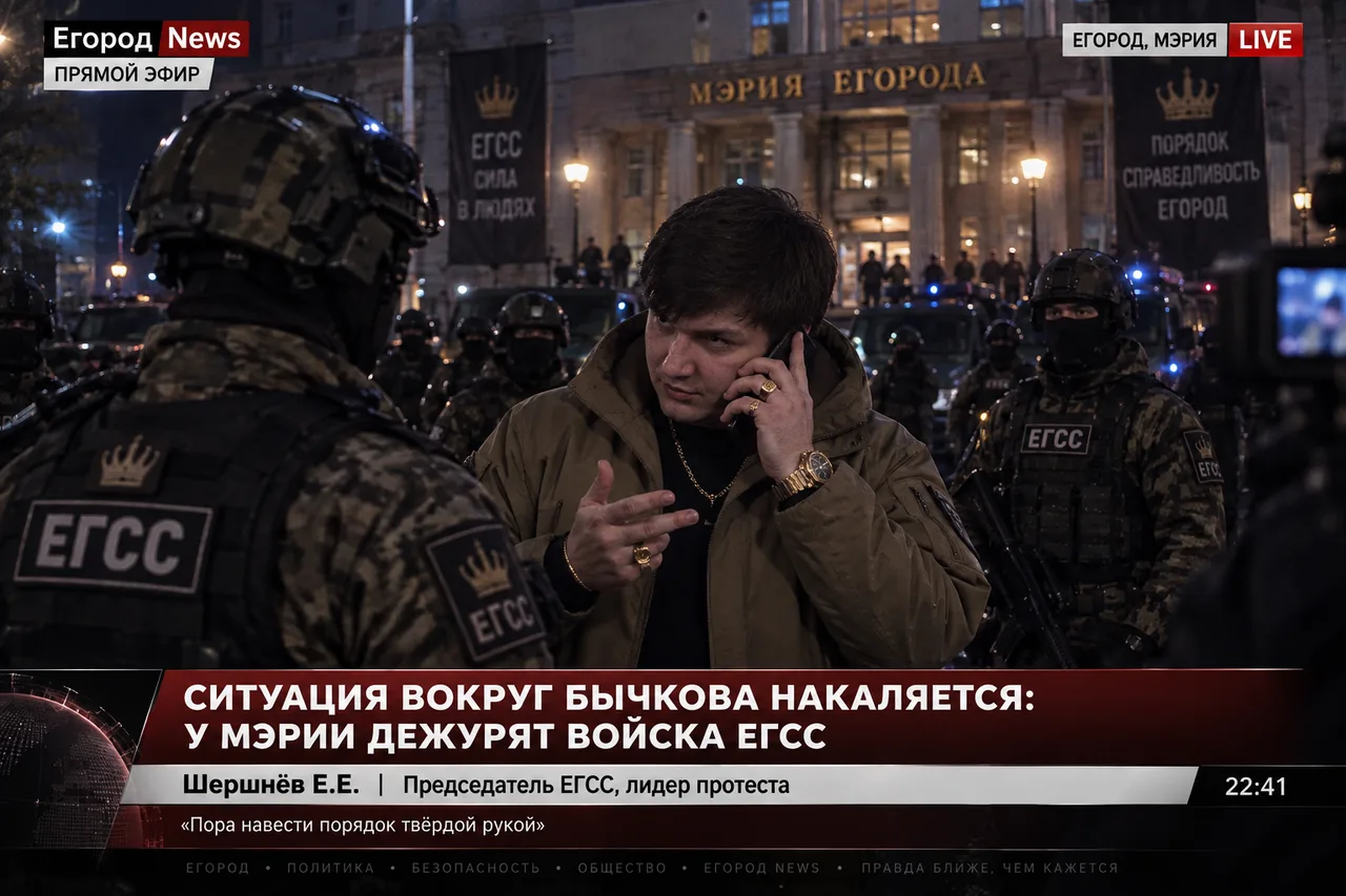 Иллюстрация к слову: Мне пришлось ввести силы ЕГСС к мэрии. Я не хочу дальнейшег…