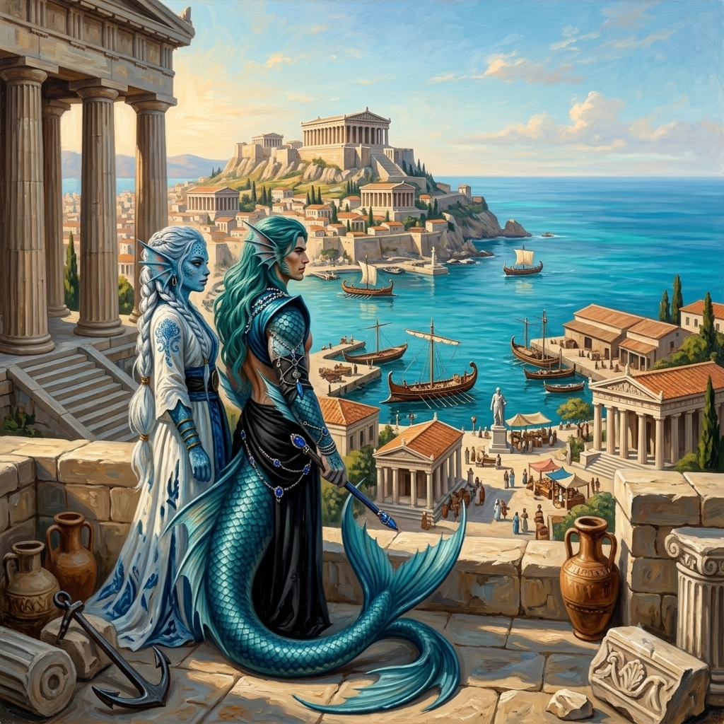 Иллюстрация к слову: ДнД-Егоры! 🌊 Третья раса — Нереиды и тритионы. Водные нимф…