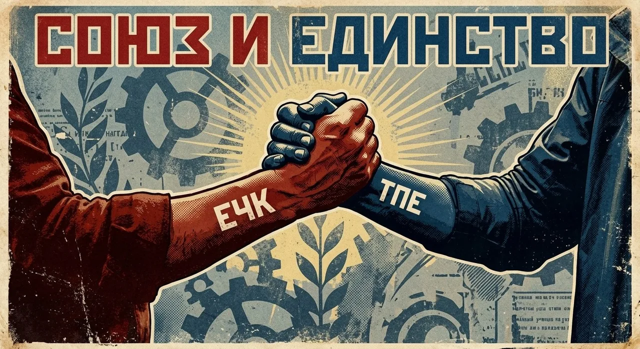 Иллюстрация к слову: Партия Теологии, объявляет о мире с ЕЧК, ибо они признали н…