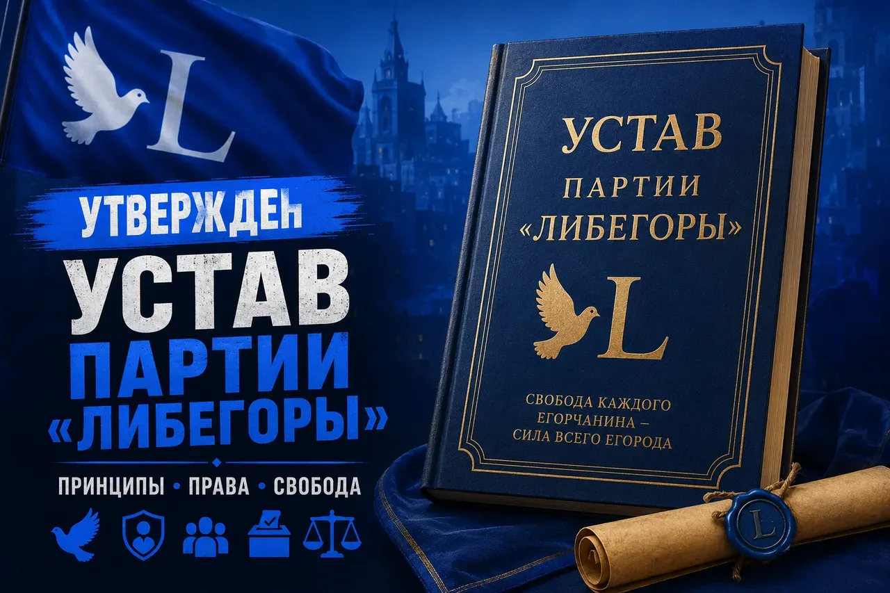 Иллюстрация к слову: На форуме Либегоров, был выложен Устав Партии Либегоров. Вс…