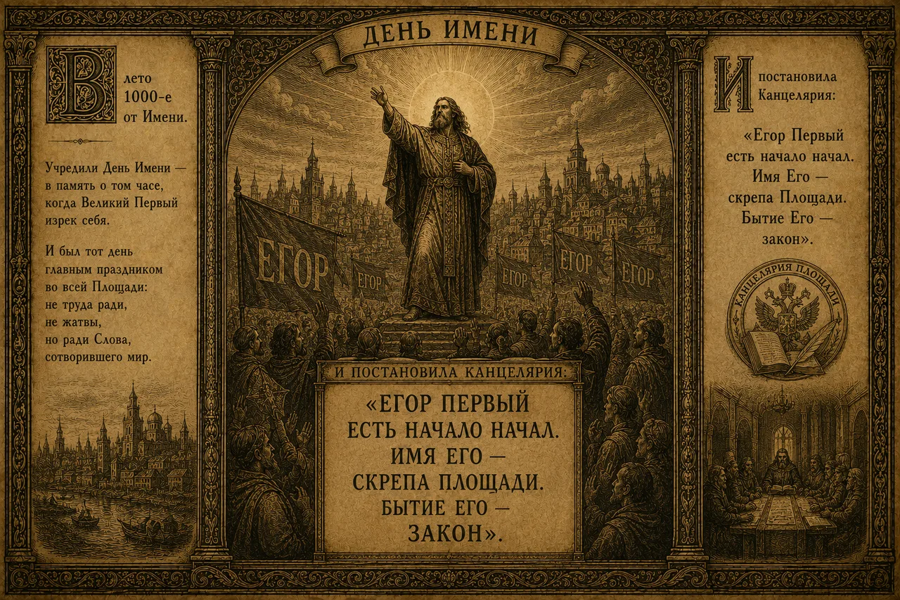 Иллюстрация к слову: В лето 1000-е от Имени. Учредили День Имени — в память о то…