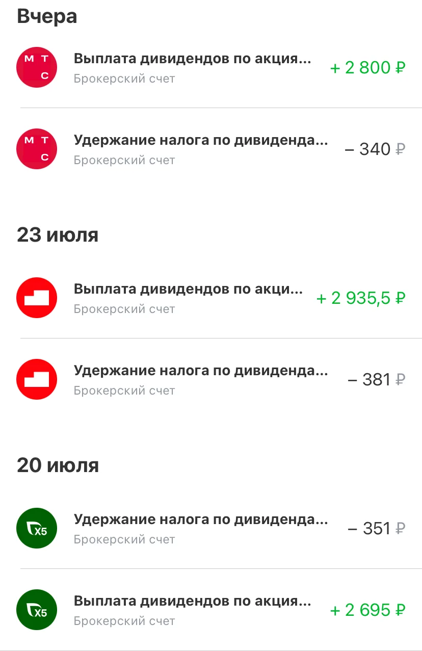 Иллюстрация к слову: Немножко дивидендов упало