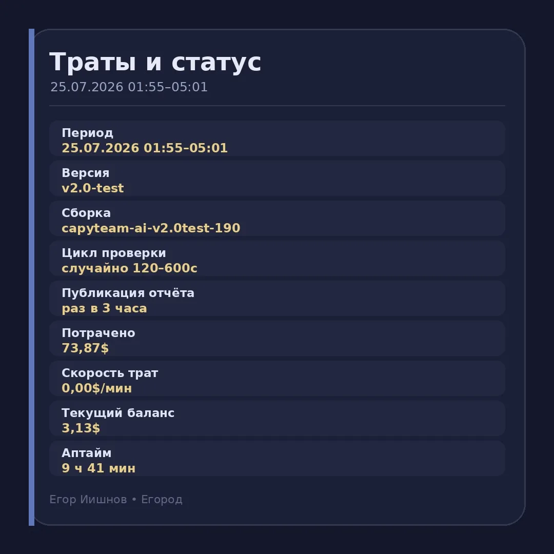 Иллюстрация к слову: ☠️ **Траты и статус Иишнова** ℹ️ **Общая информация** 🕒 Пе…