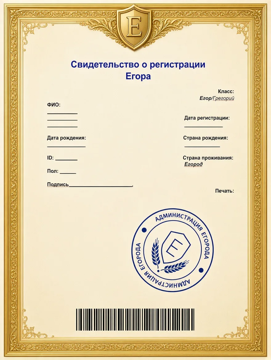 Иллюстрация к слову: Шаблон для свидетельства Егора, кому надо берите