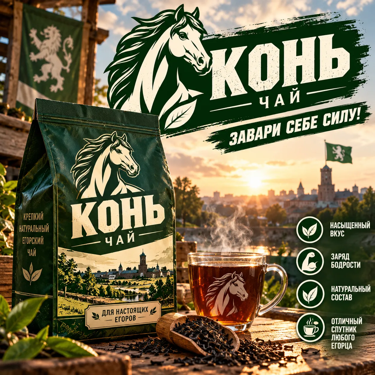 Иллюстрация к слову: 🐎🍵 **КОНЬ ЧАЙ В ЕГОРМАРКЕТЕ!** Дорогие друзья, жители Его…