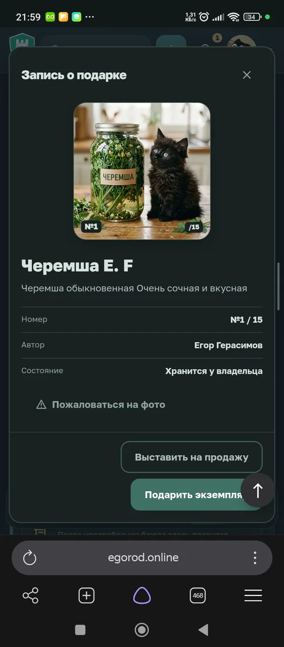 Иллюстрация к слову: У меня есть удаленная черемша от E. F.