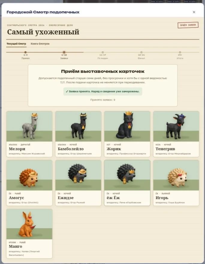 Иллюстрация к слову: Началось голосование всех желающих на Смотре подопечных!😀…