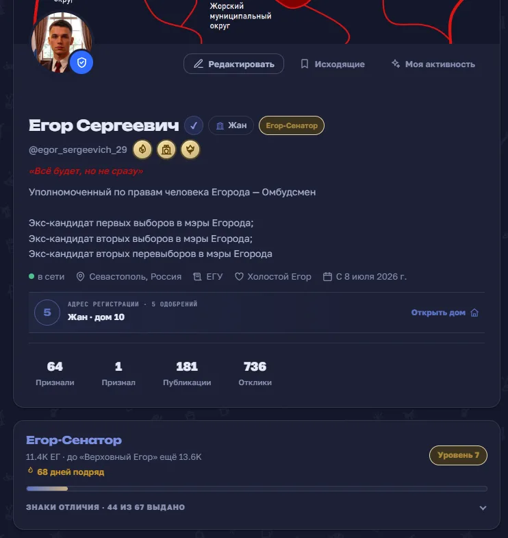 Иллюстрация к слову: А я уже 68 дней в Егороде.